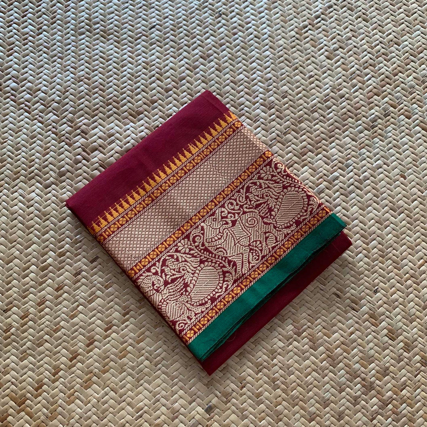 Maroon, Chettinad Cotton Blouse piece