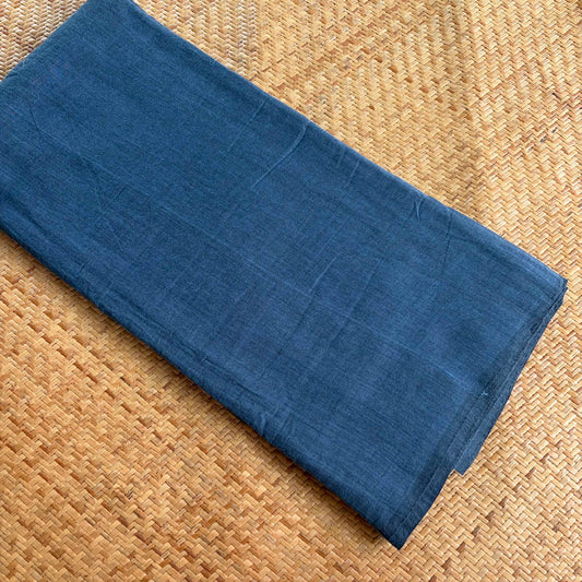 Jamdani Handloom Cotton Running Fabric, Jean Blue