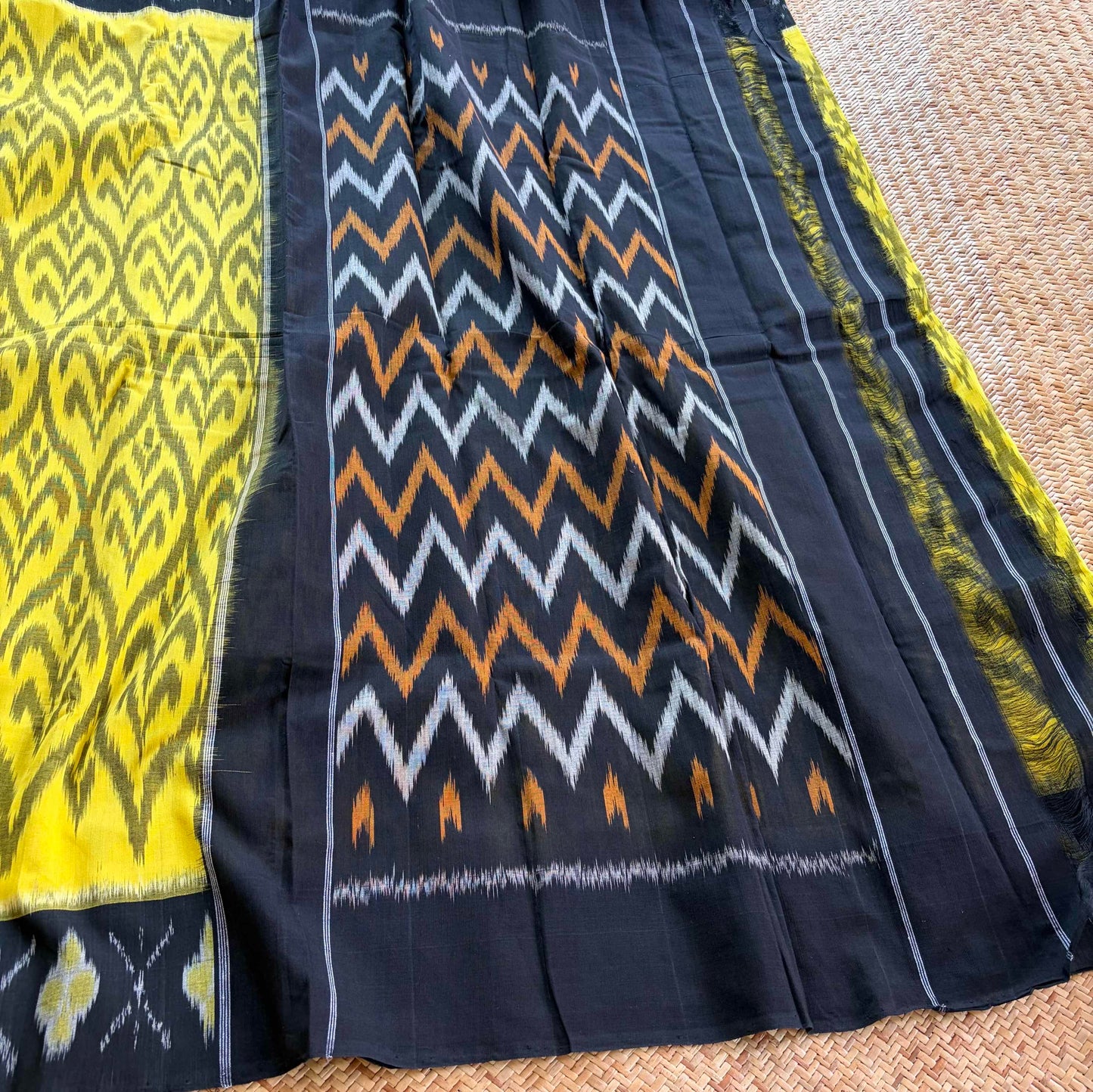 Lime, Pochambally Ikkat Hand Woven Cotton Saree