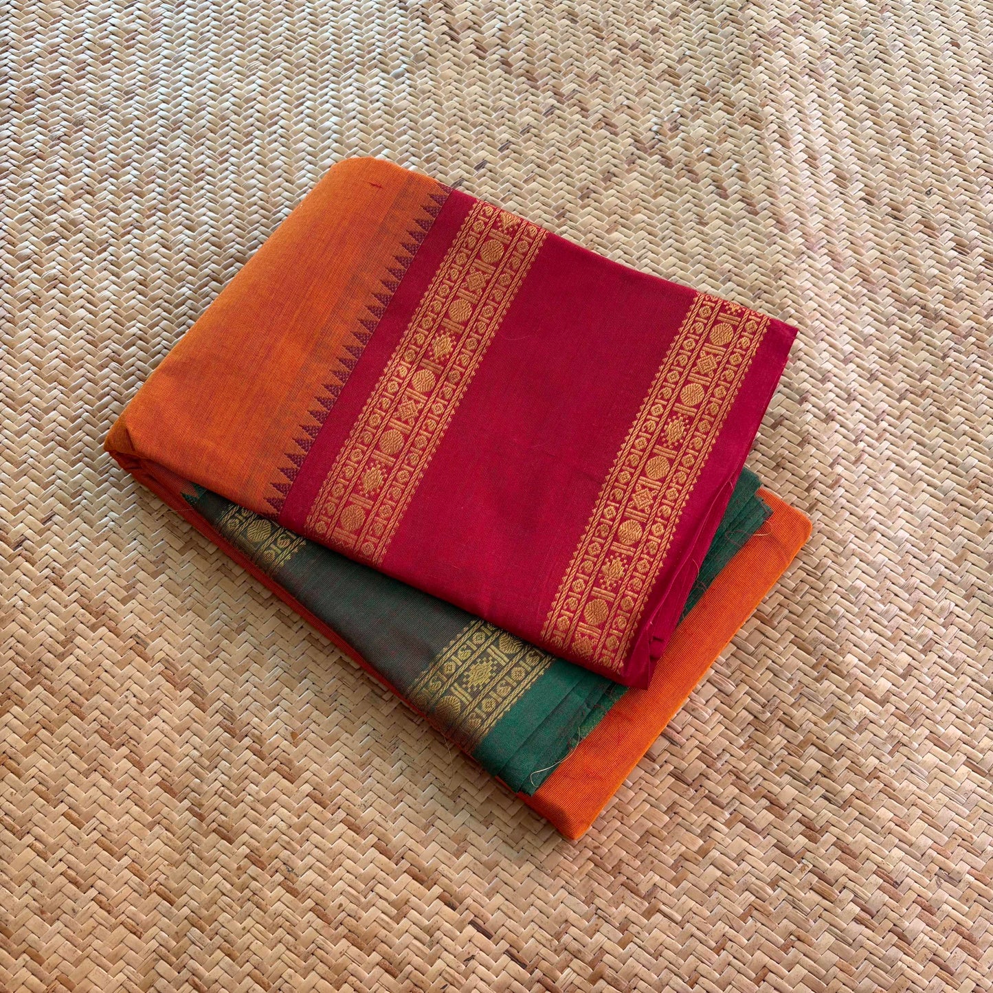 Chettinad Cotton Saree, Orange