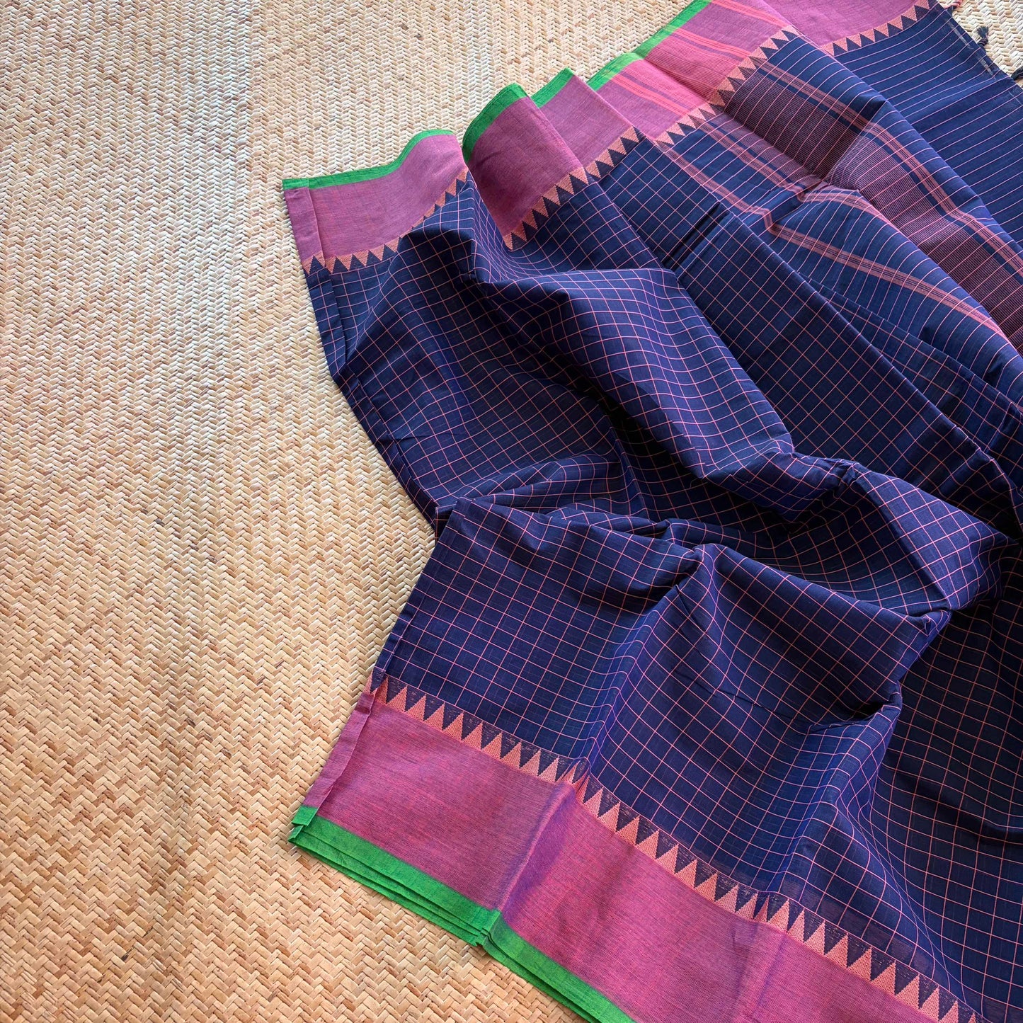 Chettinad Cotton Saree, Navy