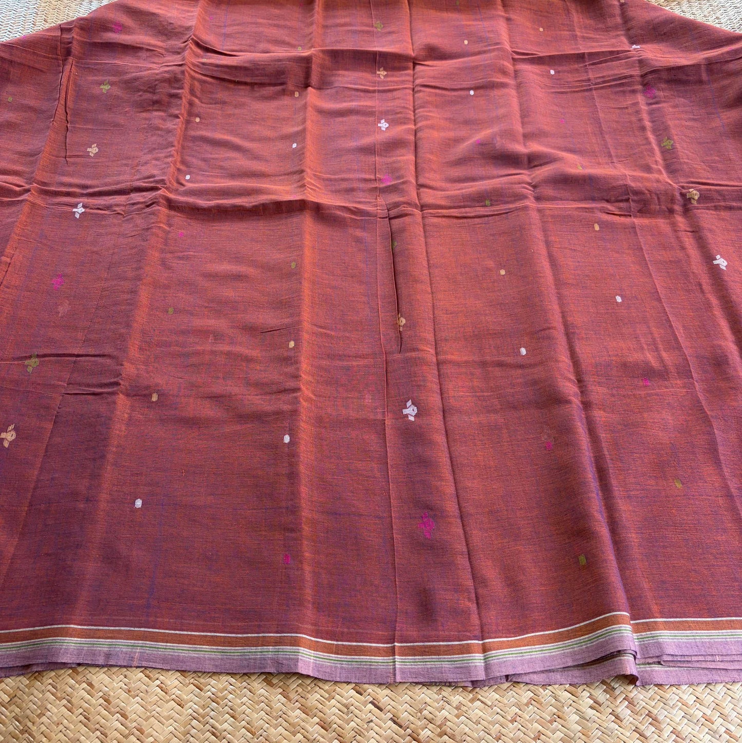 Brown Handwoven Jamdani Soft cotton Saree