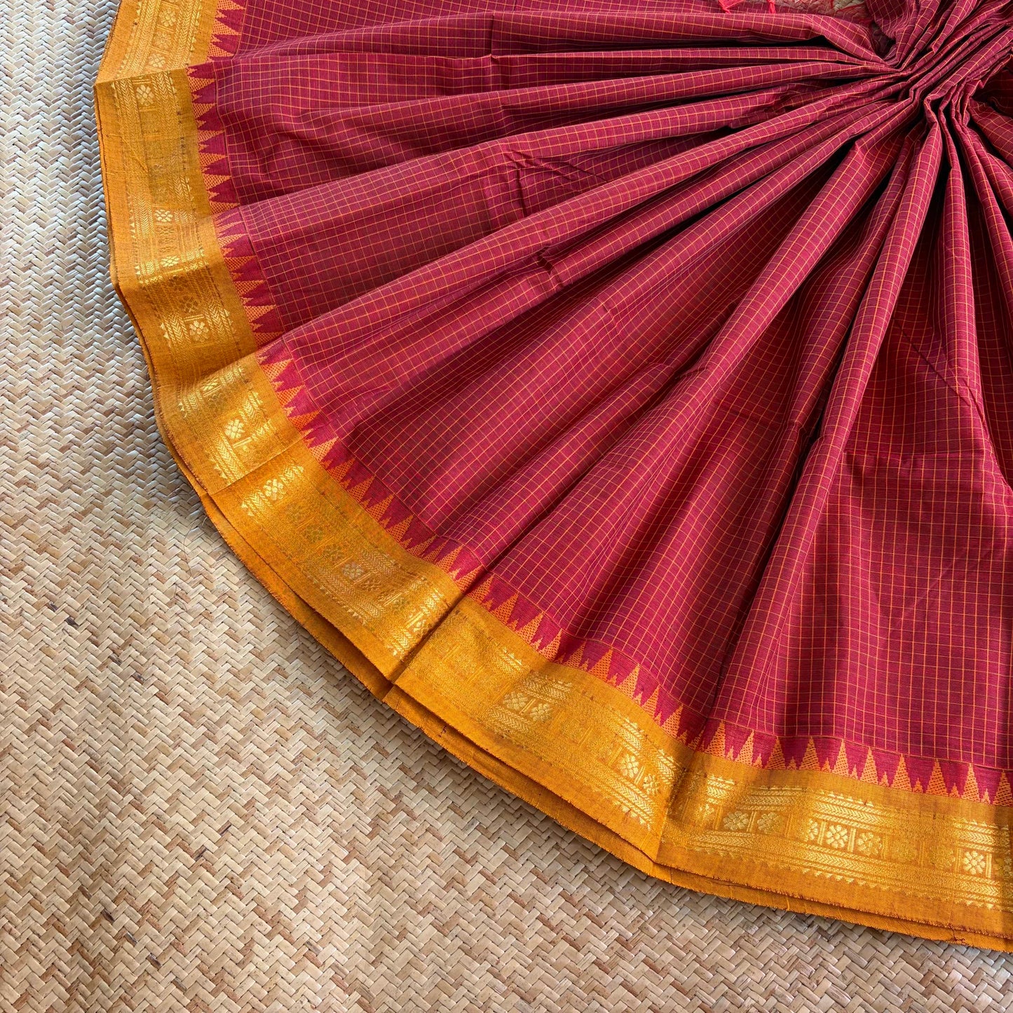 Chettinad Cotton Saree, Red