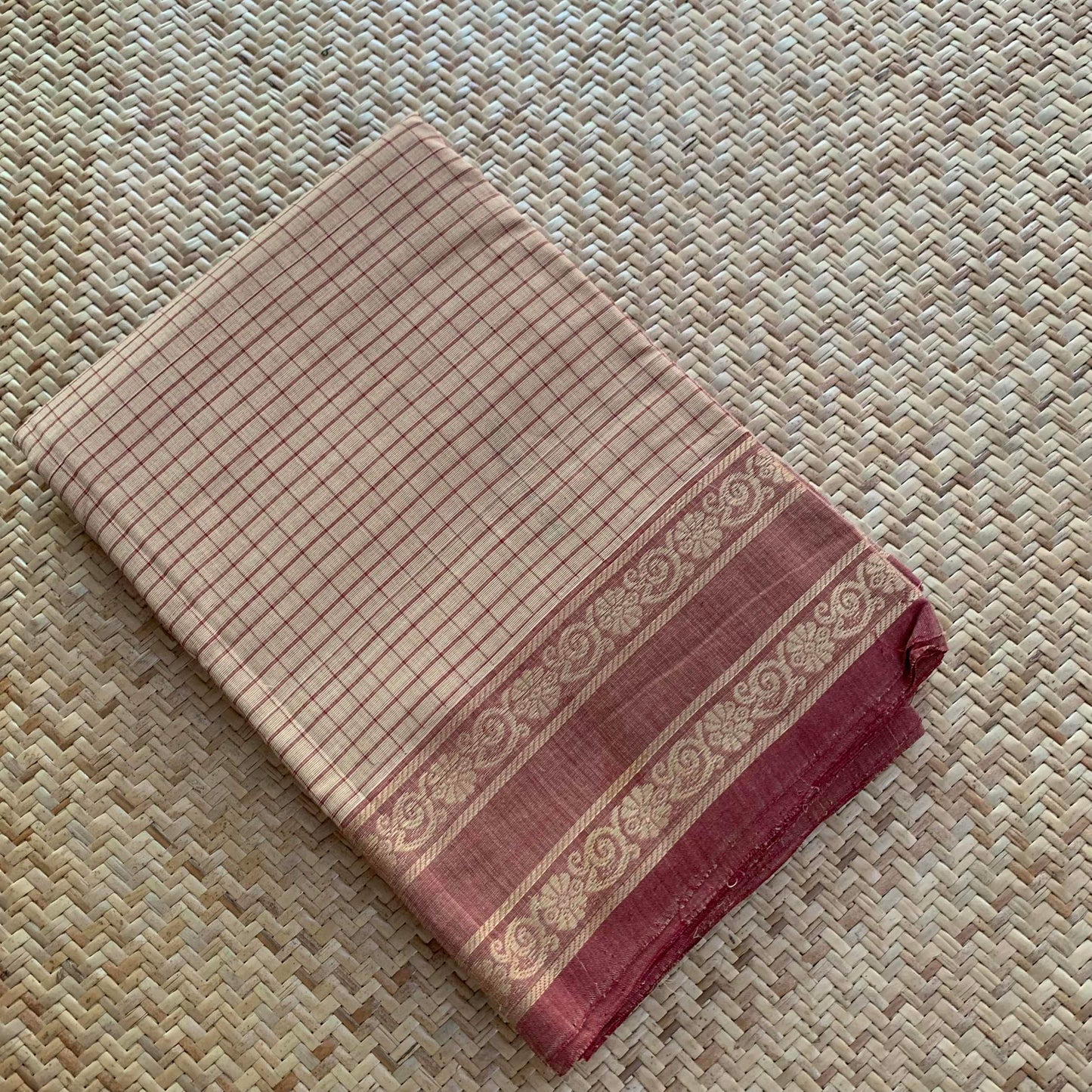 Sandal, Hand Woven Cotton Saree