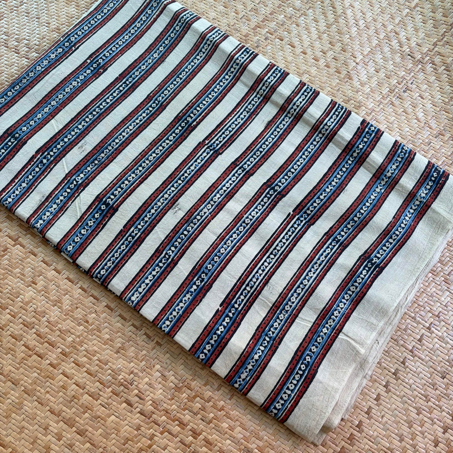 Ajrak Cotton Running Fabric,White