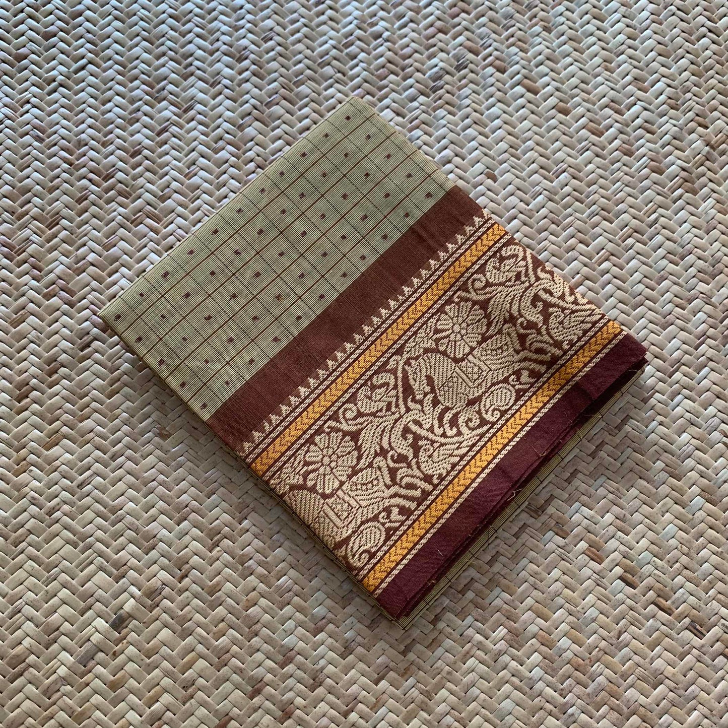 Light Brown, Chettinad Cotton Blouse piece