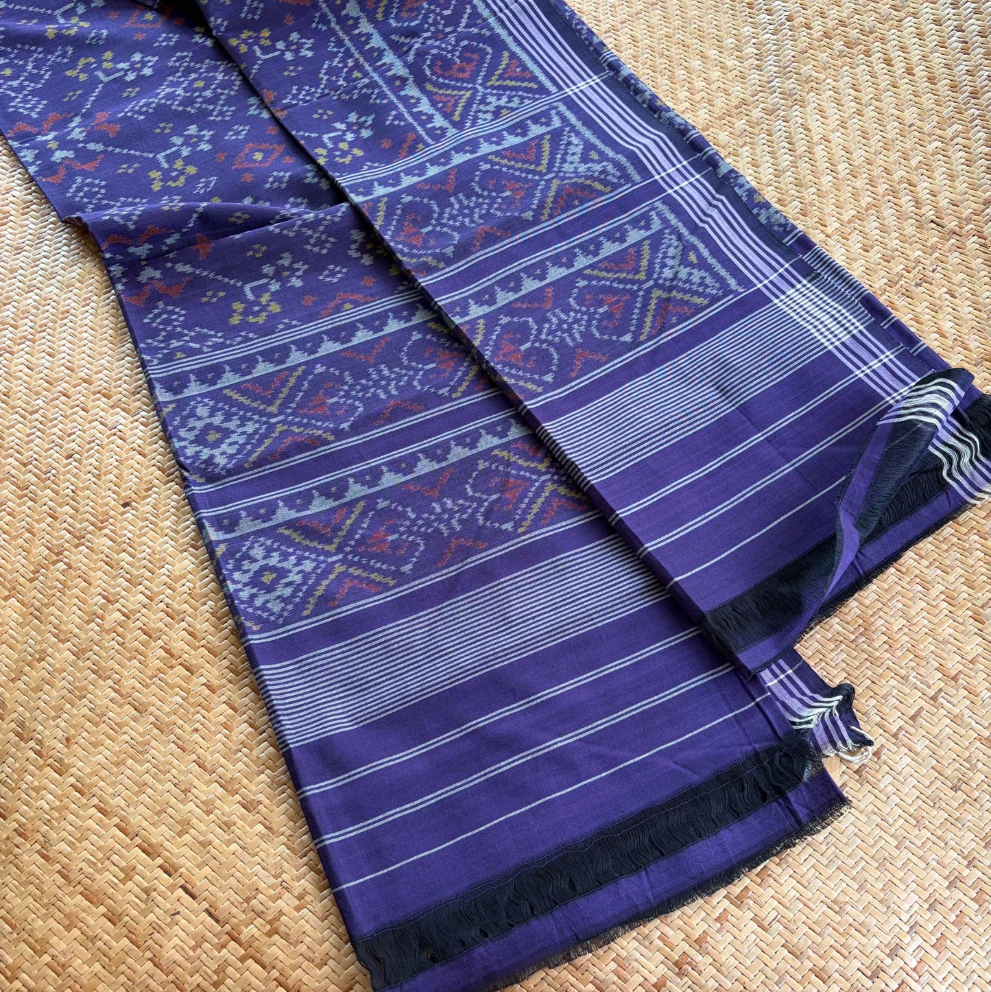 Purple, Genuine Patola Cotton Handloom Dupatta