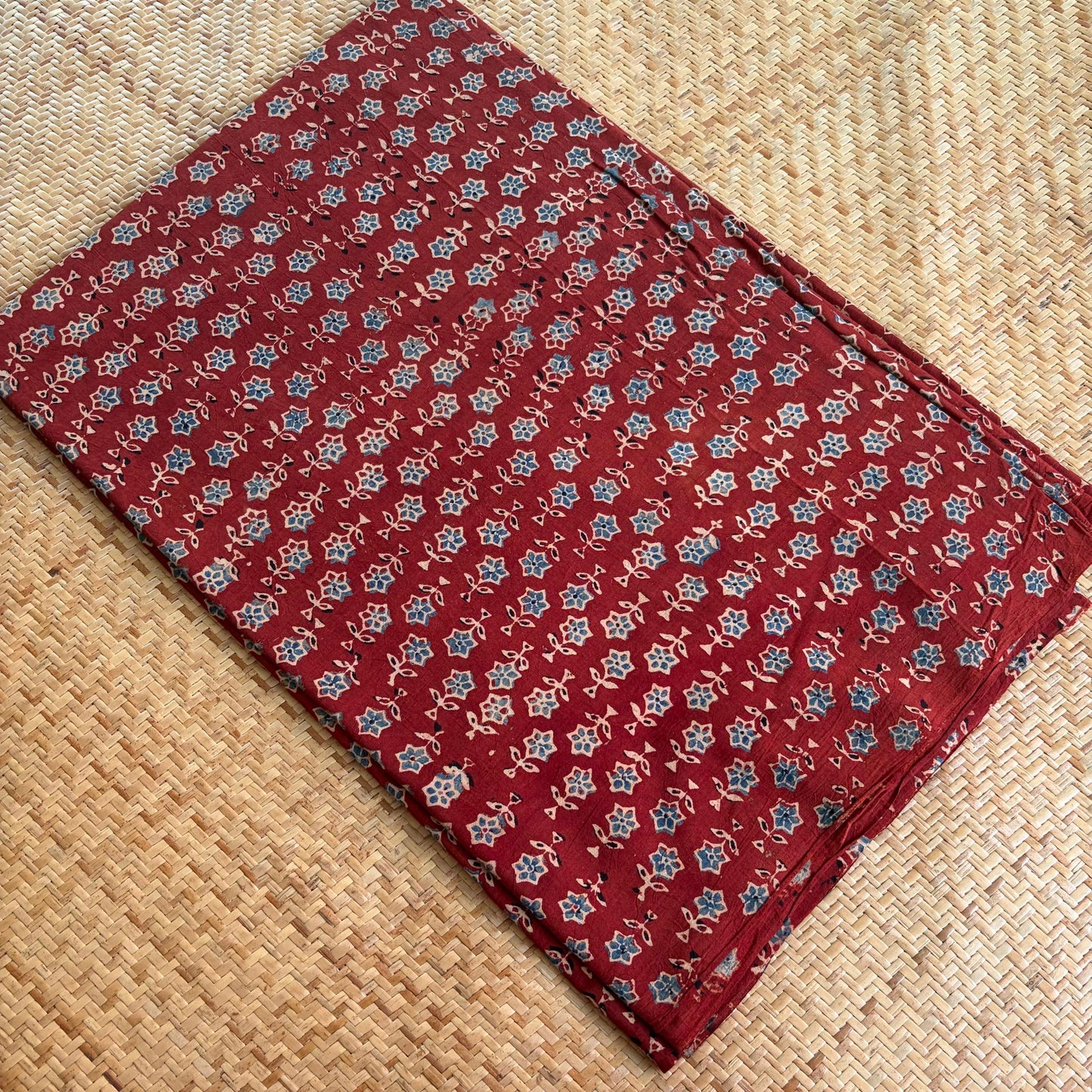 Ajrak Cotton Running Fabric, Red