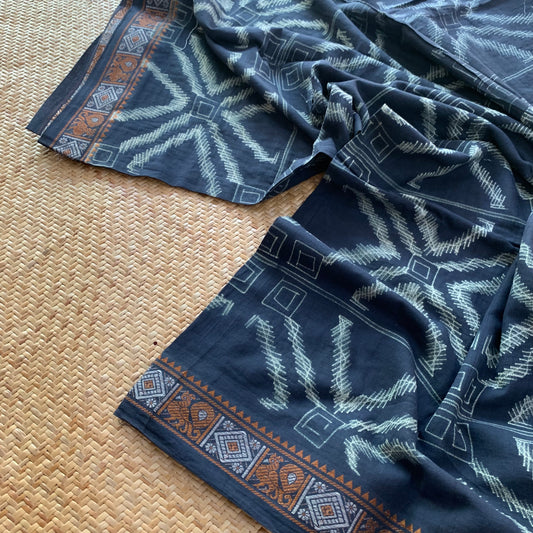 Elephant Grey, Hand Crafted Shibori Sungudi Cotton Saree