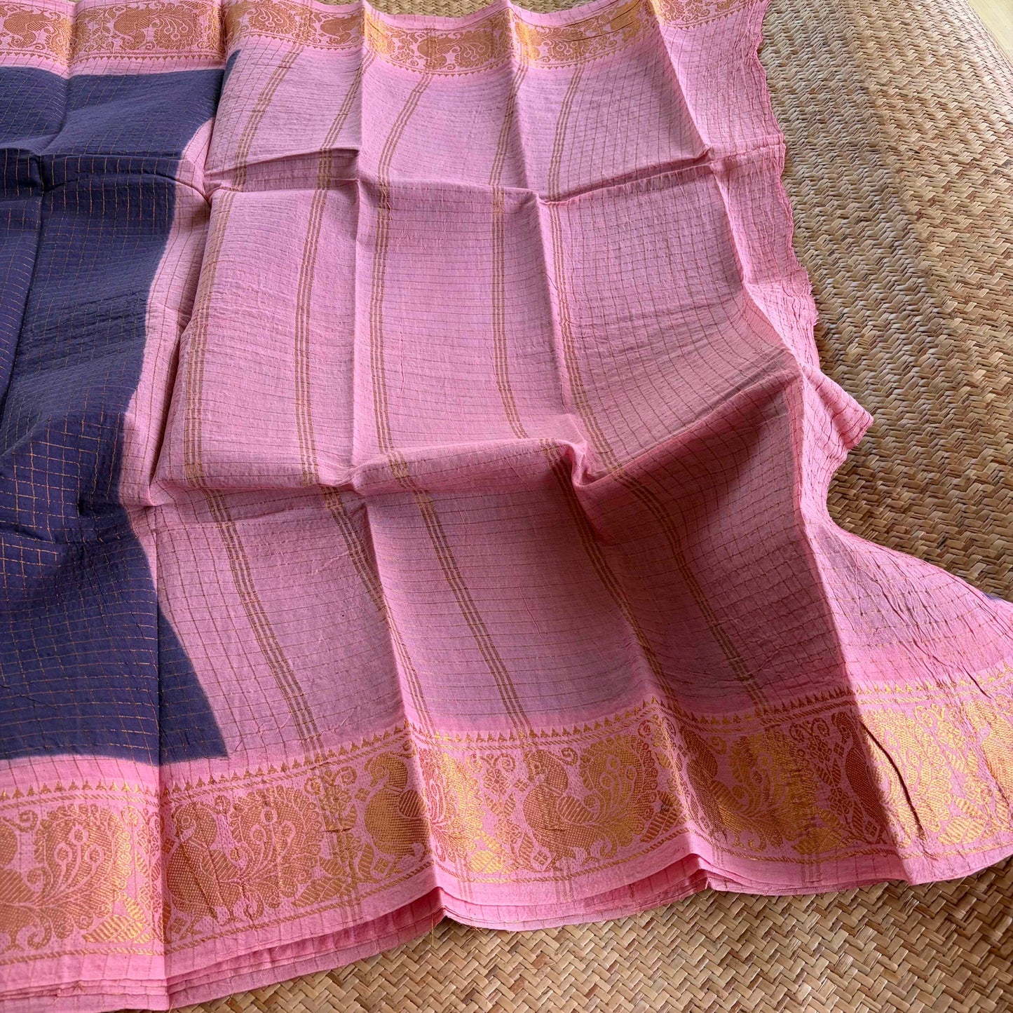 Grey Purple , Zari Kattam Sungudi