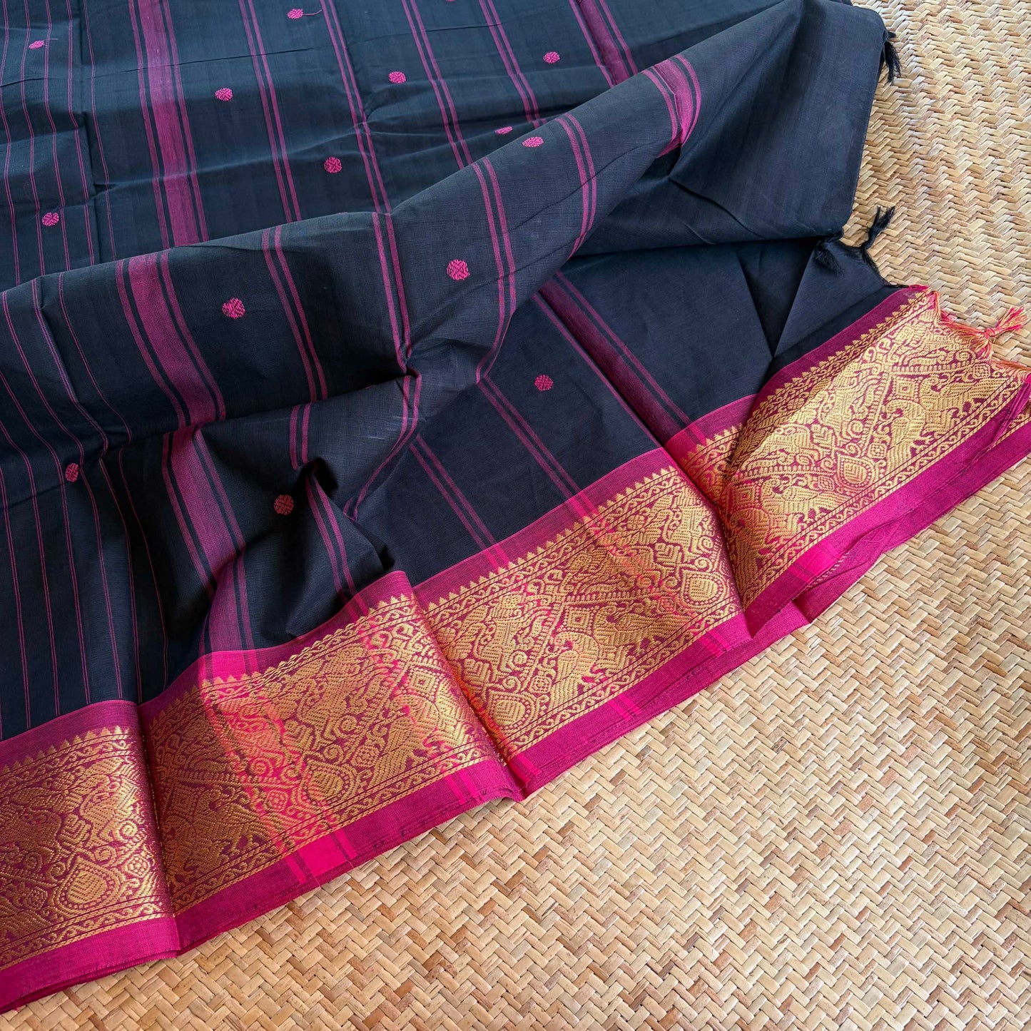 Chettinad Cotton Saree, Black