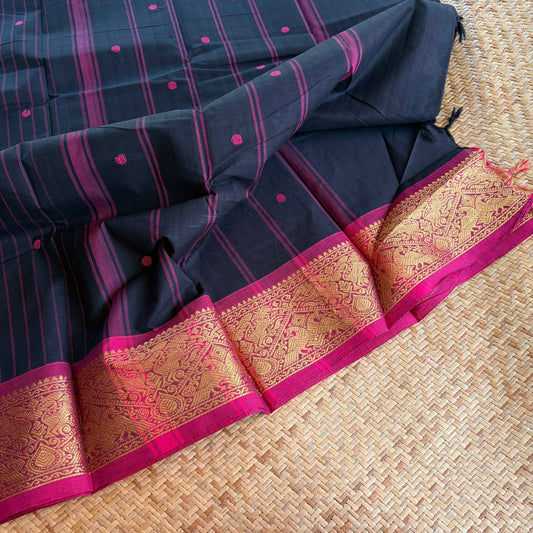 Chettinad Cotton Saree, Black