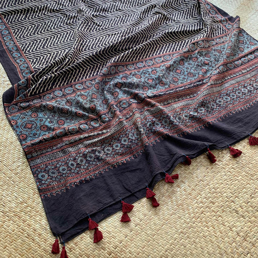 Ajrak Hand block Print, Dupatta