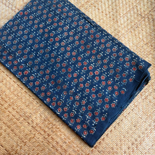 Ajrak Cotton Running Fabric, Blue