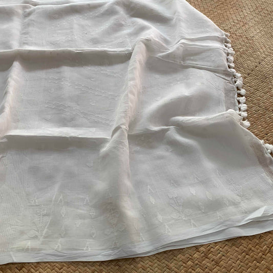 Pure White, Handwoven Jamdani Soft cotton Saree