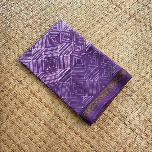 Purple, Hand Crafted Nui Shibori Sungudi Cotton Blouse Piece