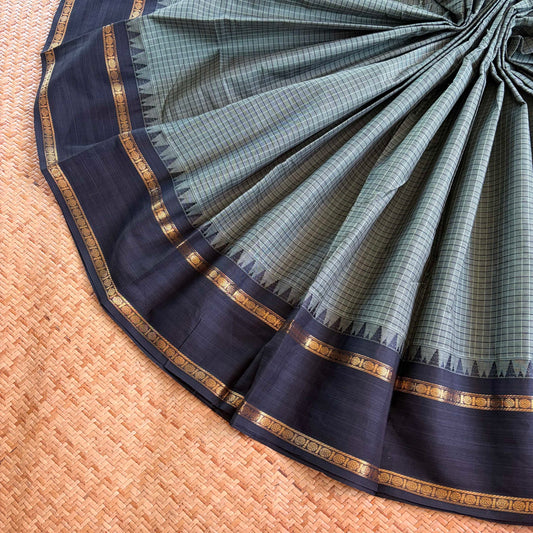 Chettinad Cotton Saree, Grey Green
