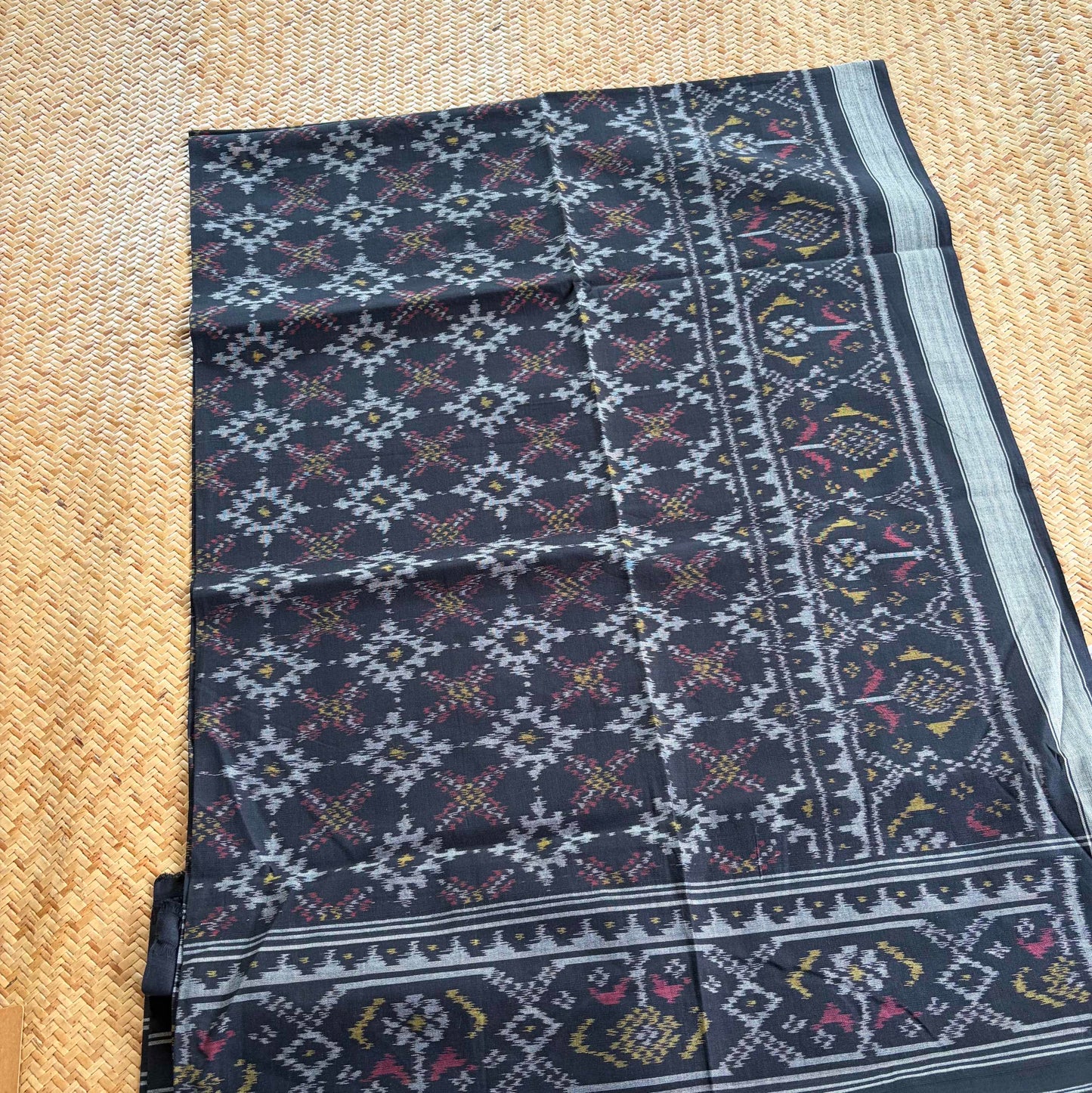 Black, Genuine Patola Cotton Handloom Dupatta