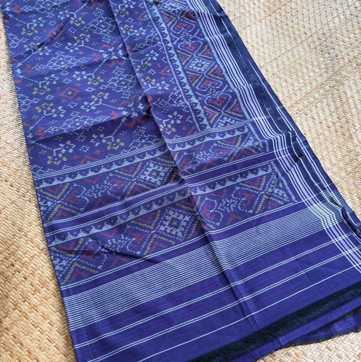Purple, Genuine Patola Cotton Handloom Dupatta