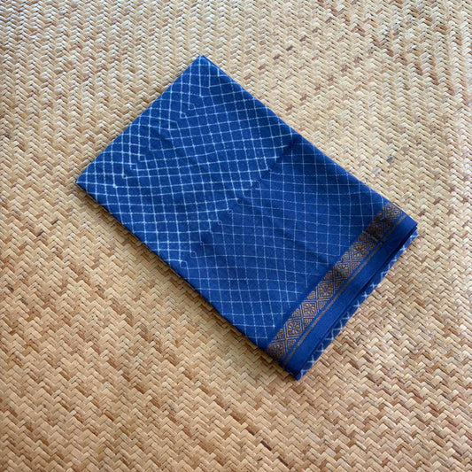 Indigo, Hand Crafted Nui Shibori Sungudi Cotton Blouse Piece