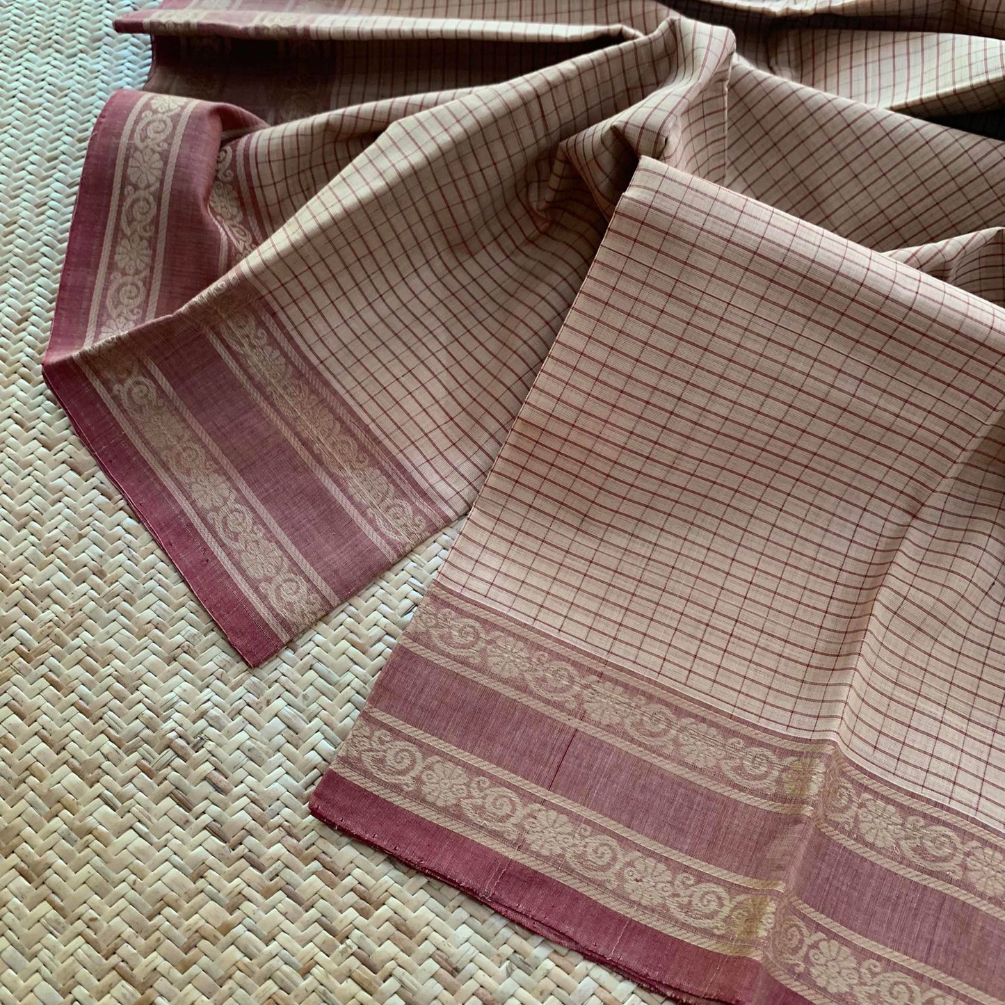 Sandal, Hand Woven Cotton Saree