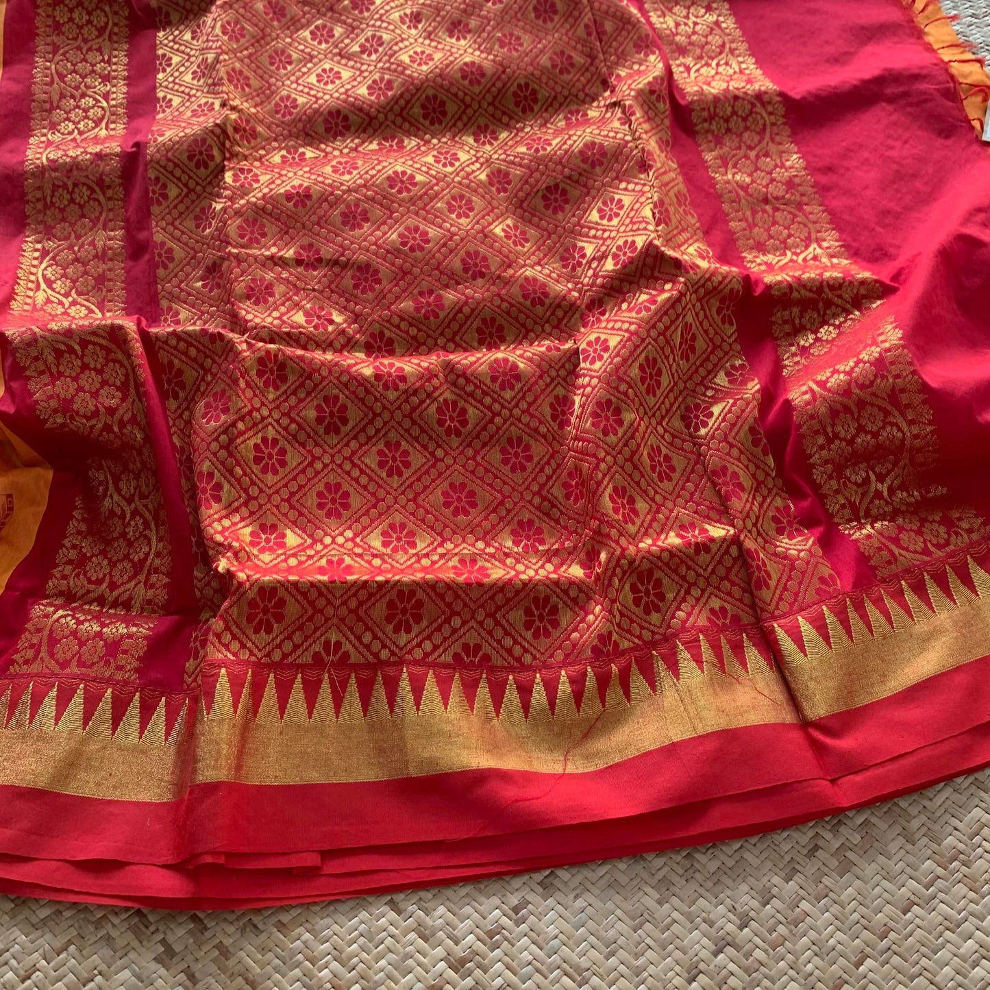 Orange , Kalyani Silk Cotton.