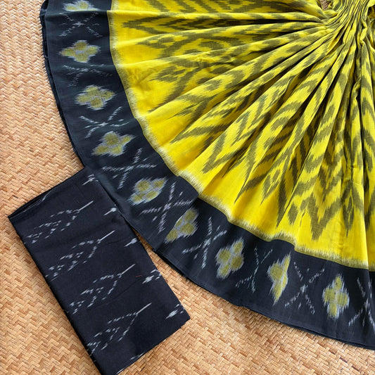 Lime, Pochambally Ikkat Hand Woven Cotton Saree