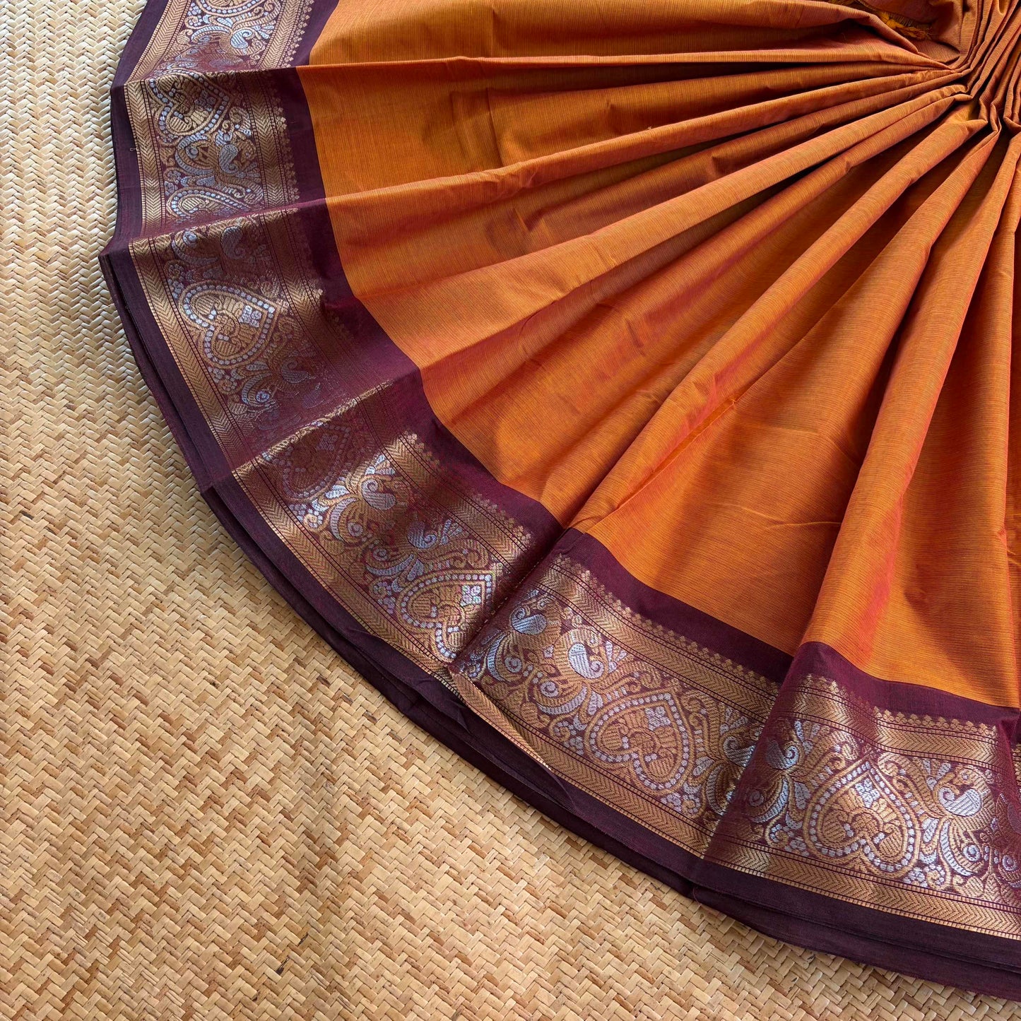 Chettinad Cotton Saree, Orange