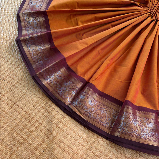 Chettinad Cotton Saree, Orange