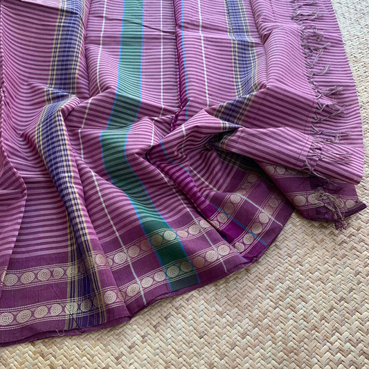 Purple , Hand Woven Cotton Saree