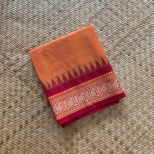 Orange , Chettinad Cotton Blouse piece
