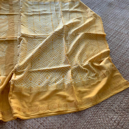 Frames.2 - Yellow , Hand Crafted Shibori Sungudi Cotton Saree