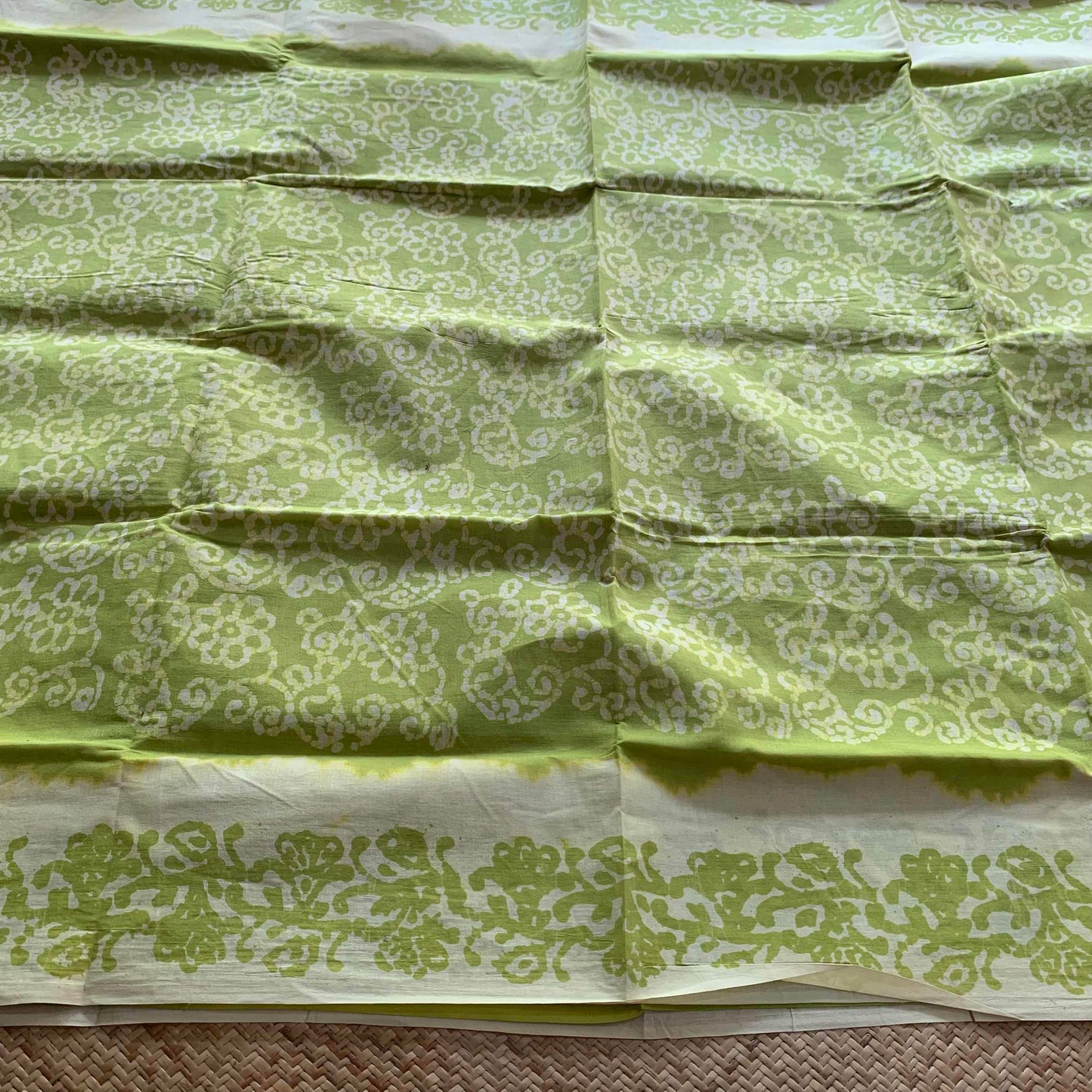 Green Wax Print Sungudi Saree