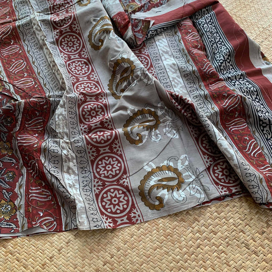 Mul Mul Cotton saree, Jahota Hand Block Printed, Maroon