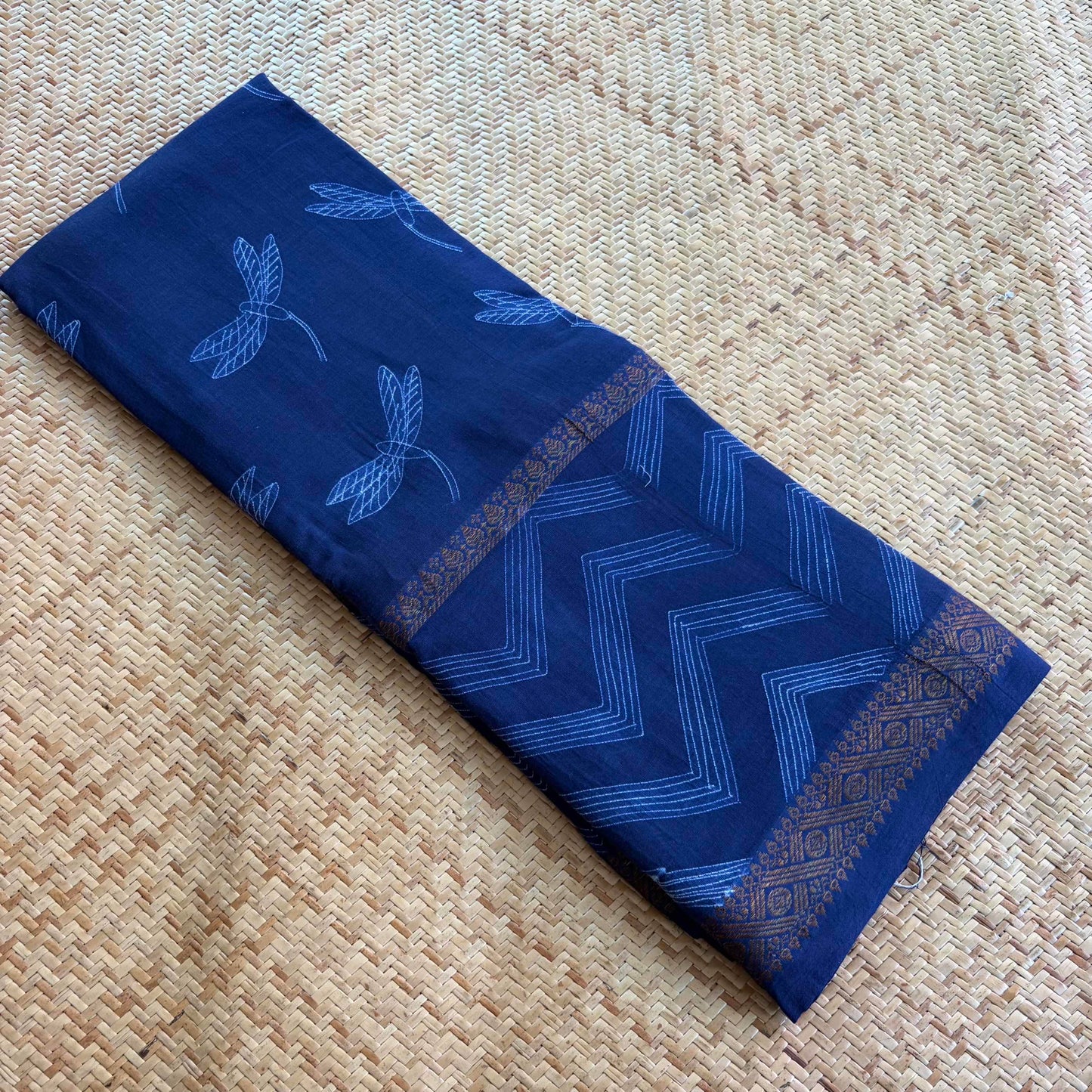 Indigo , Hand Crafted Nui Shibori Sungudi Cotton Saree