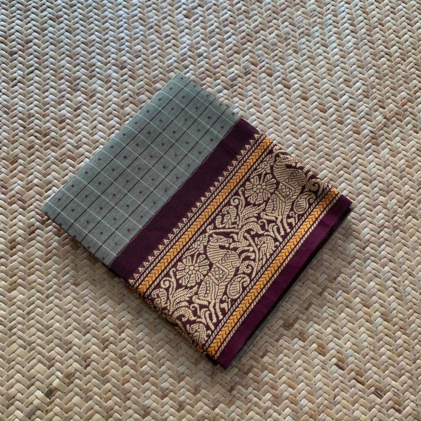 Grey, Chettinad Cotton Blouse piece