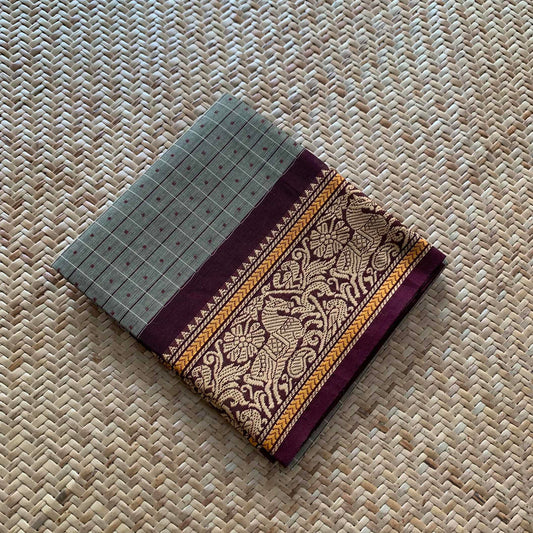 Grey, Chettinad Cotton Blouse piece