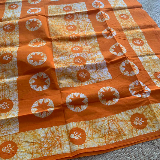 Orange Wax Print Sungudi Saree