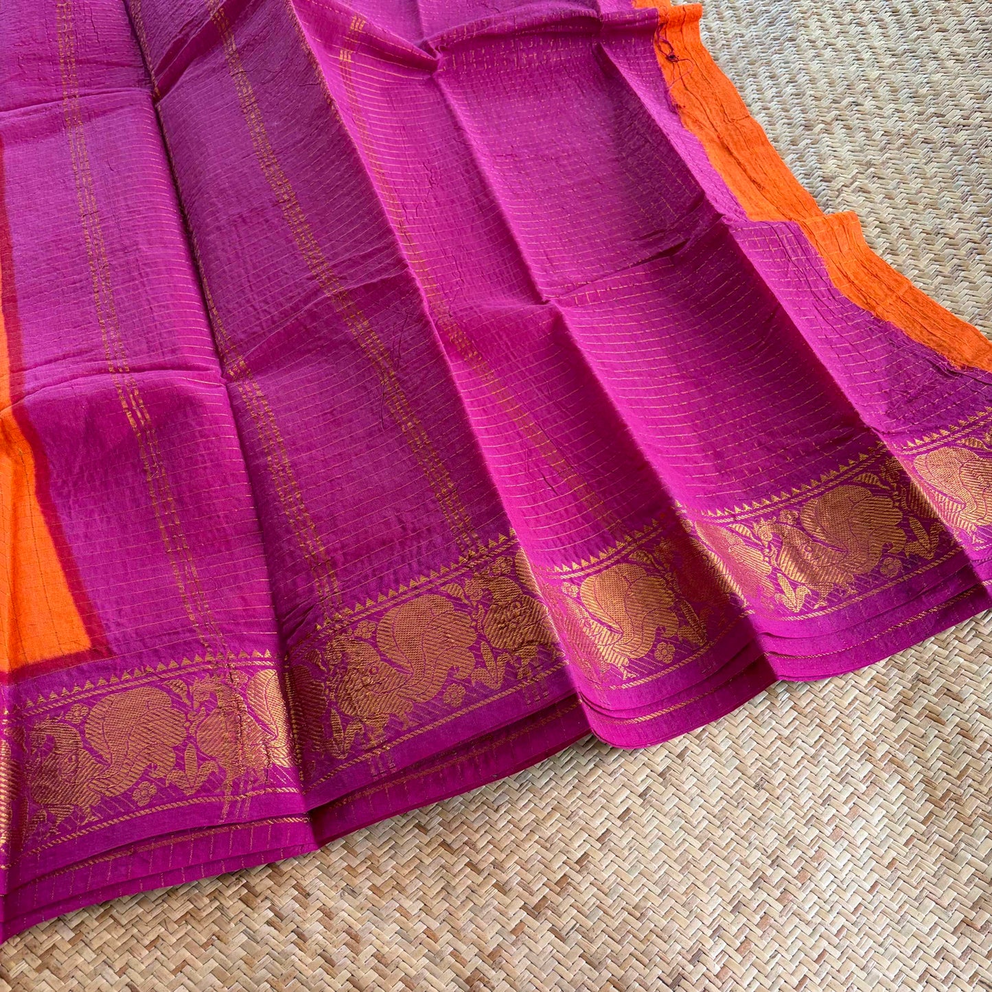 Orange , Zari Kattam Sungudi