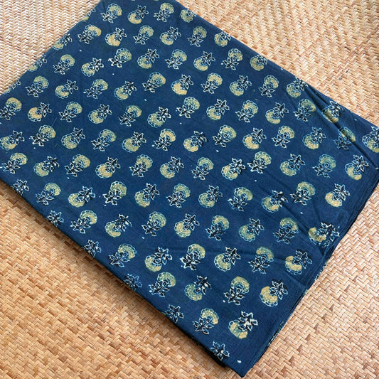 Ajrak Cotton Running Fabric, Blue