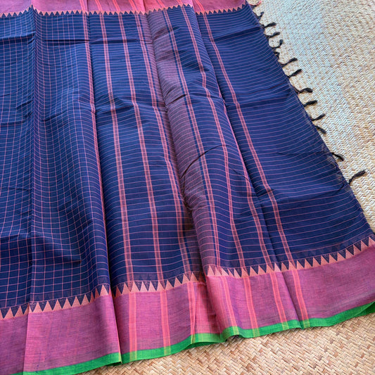 Chettinad Cotton Saree, Navy