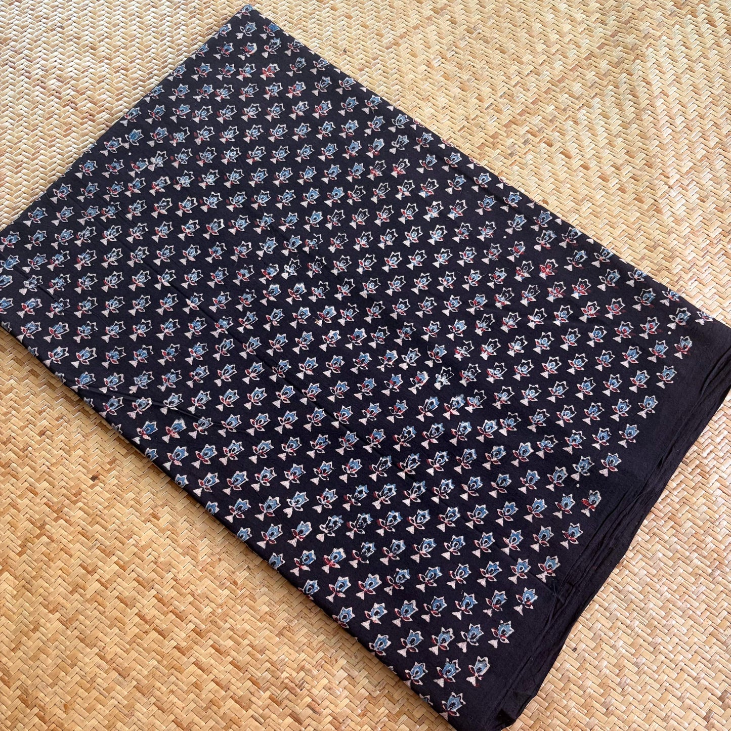 Ajrak Cotton Running Fabric, Black