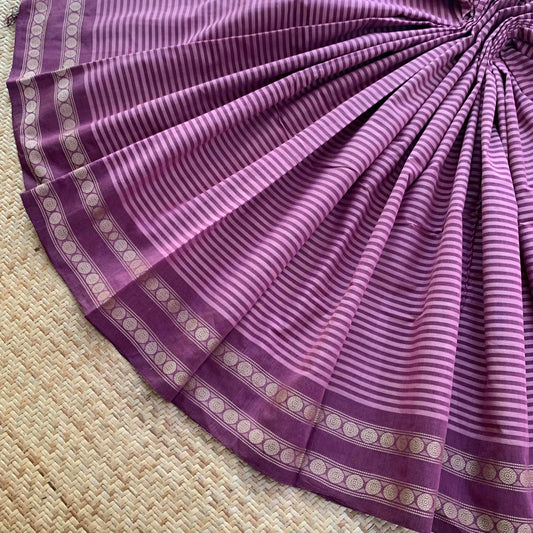Purple , Hand Woven Cotton Saree