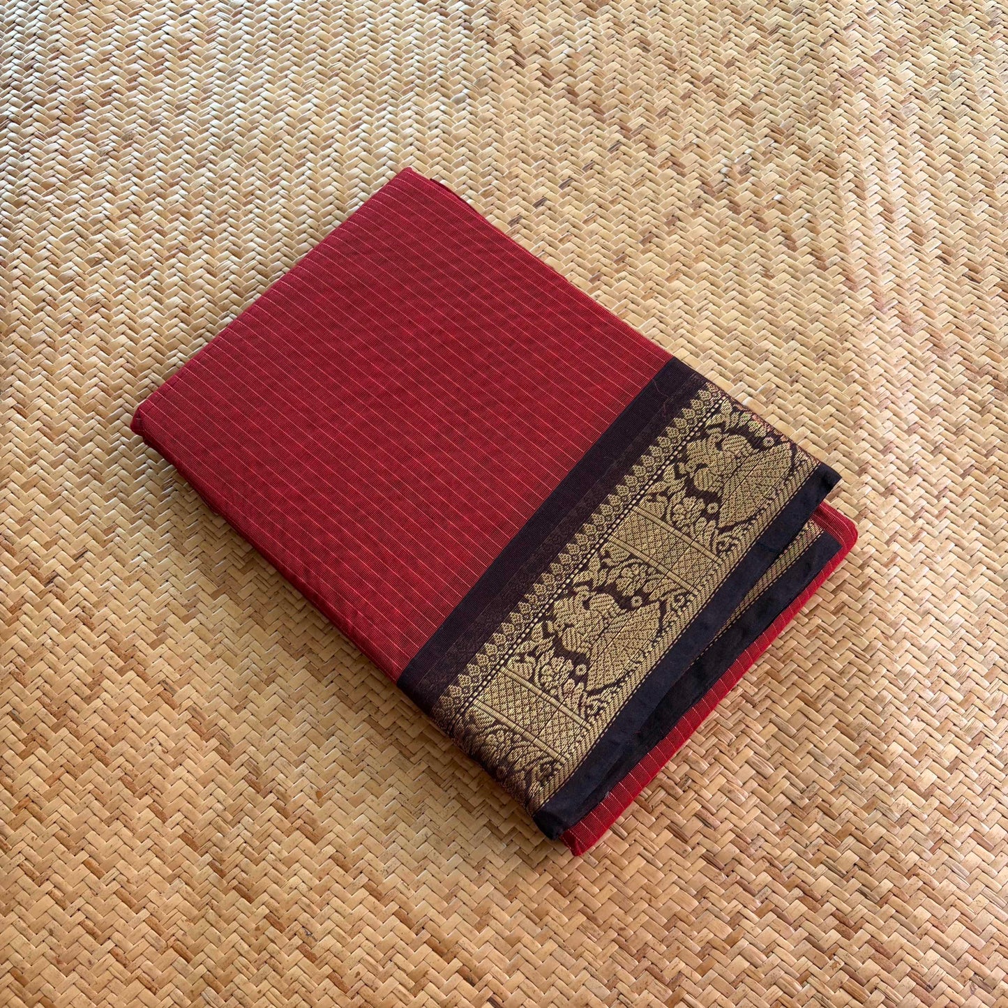 Chettinad Cotton Saree, Red