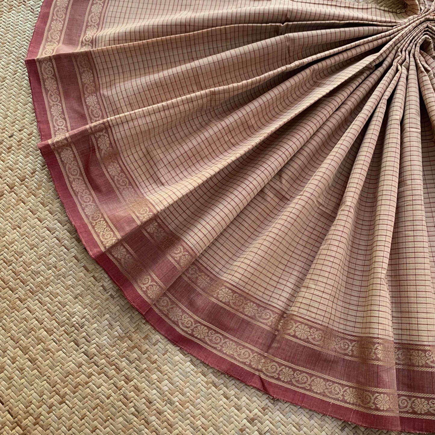 Sandal, Hand Woven Cotton Saree