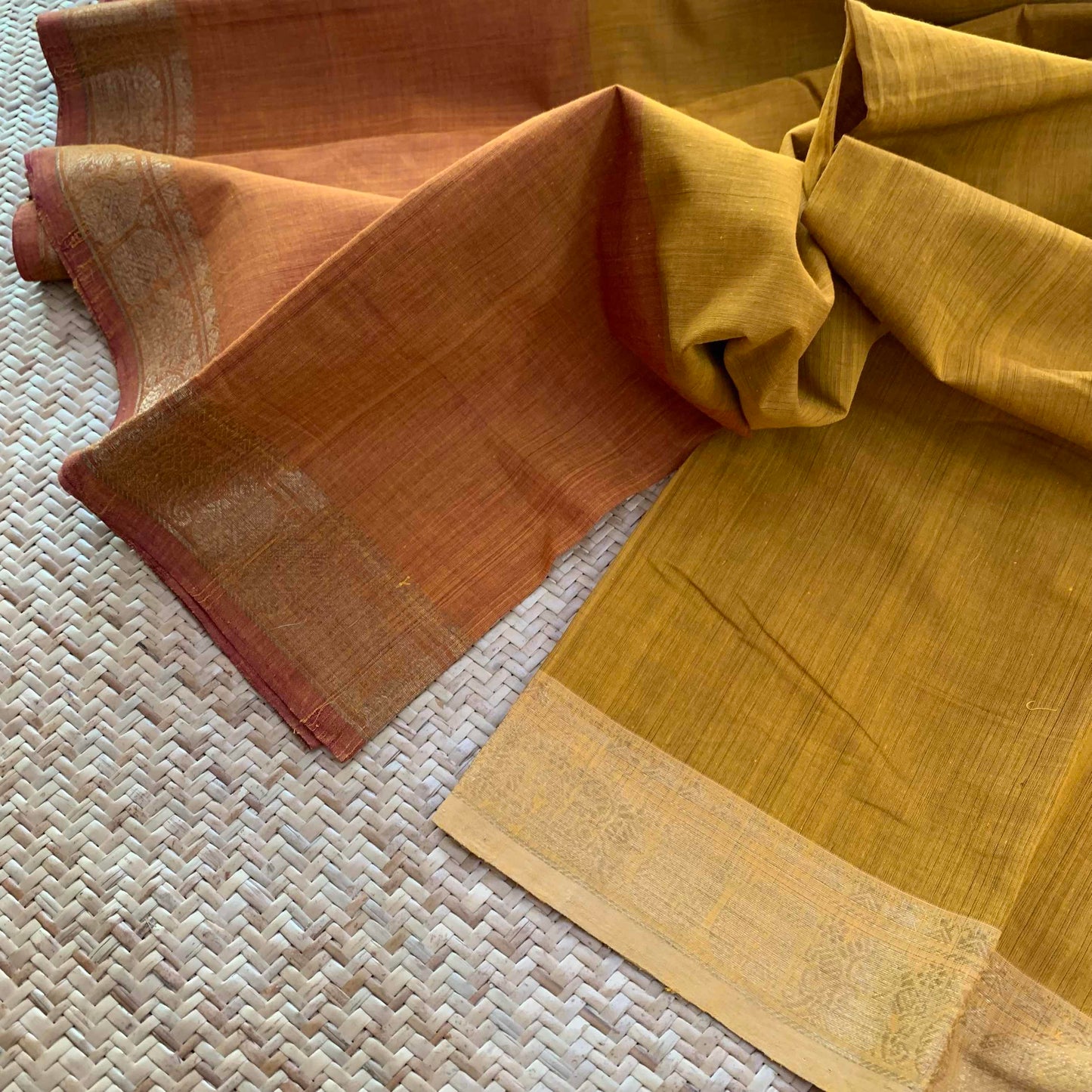 Mustard, Hand Woven Cotton Saree