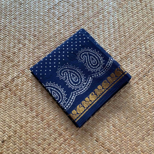 Blue Wax Printed  Cotton Blouse piece