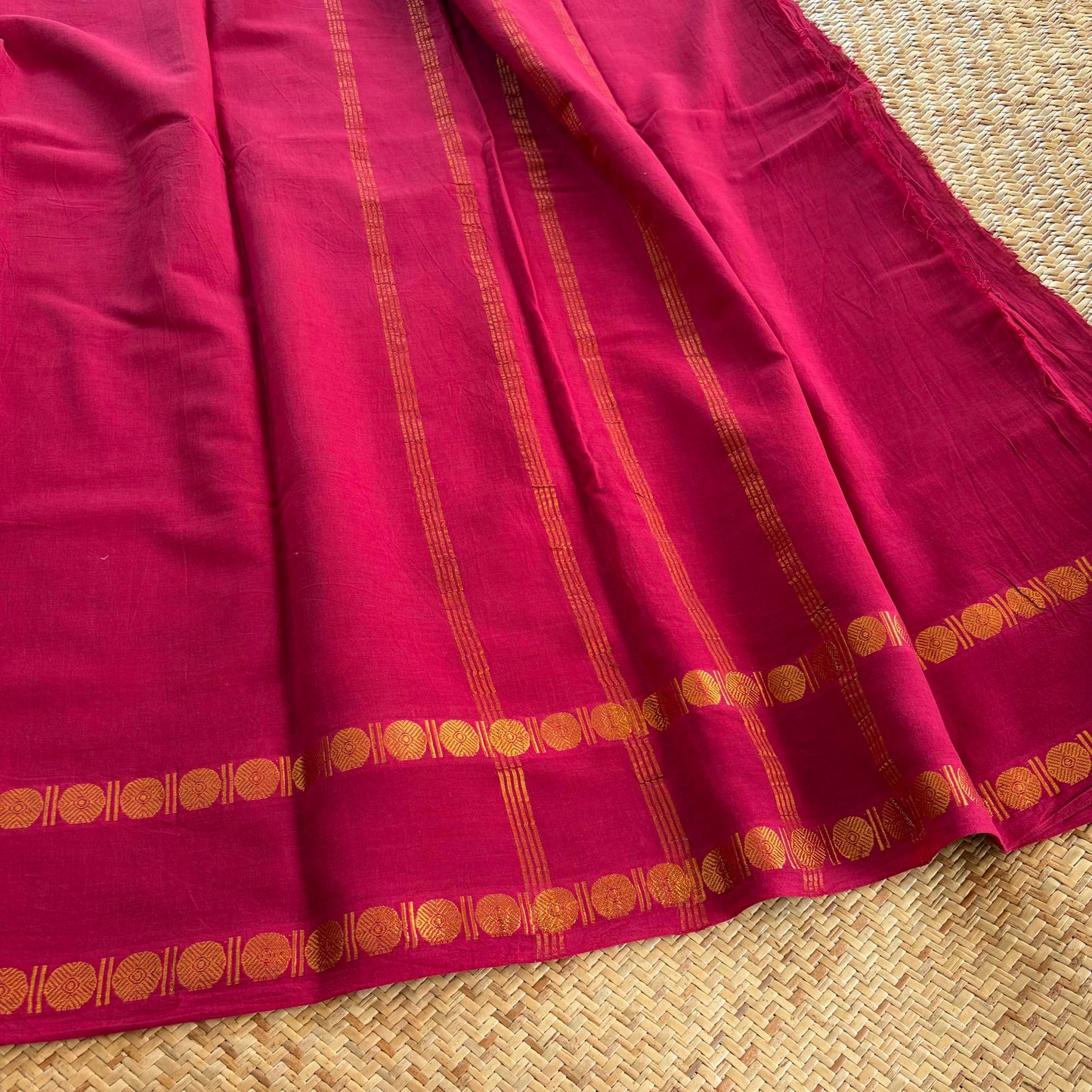 Araku Saree With Running Blouse , Zari Rudraksham Rettai Pettu Border , Clamp dyed (Kattu sayam)