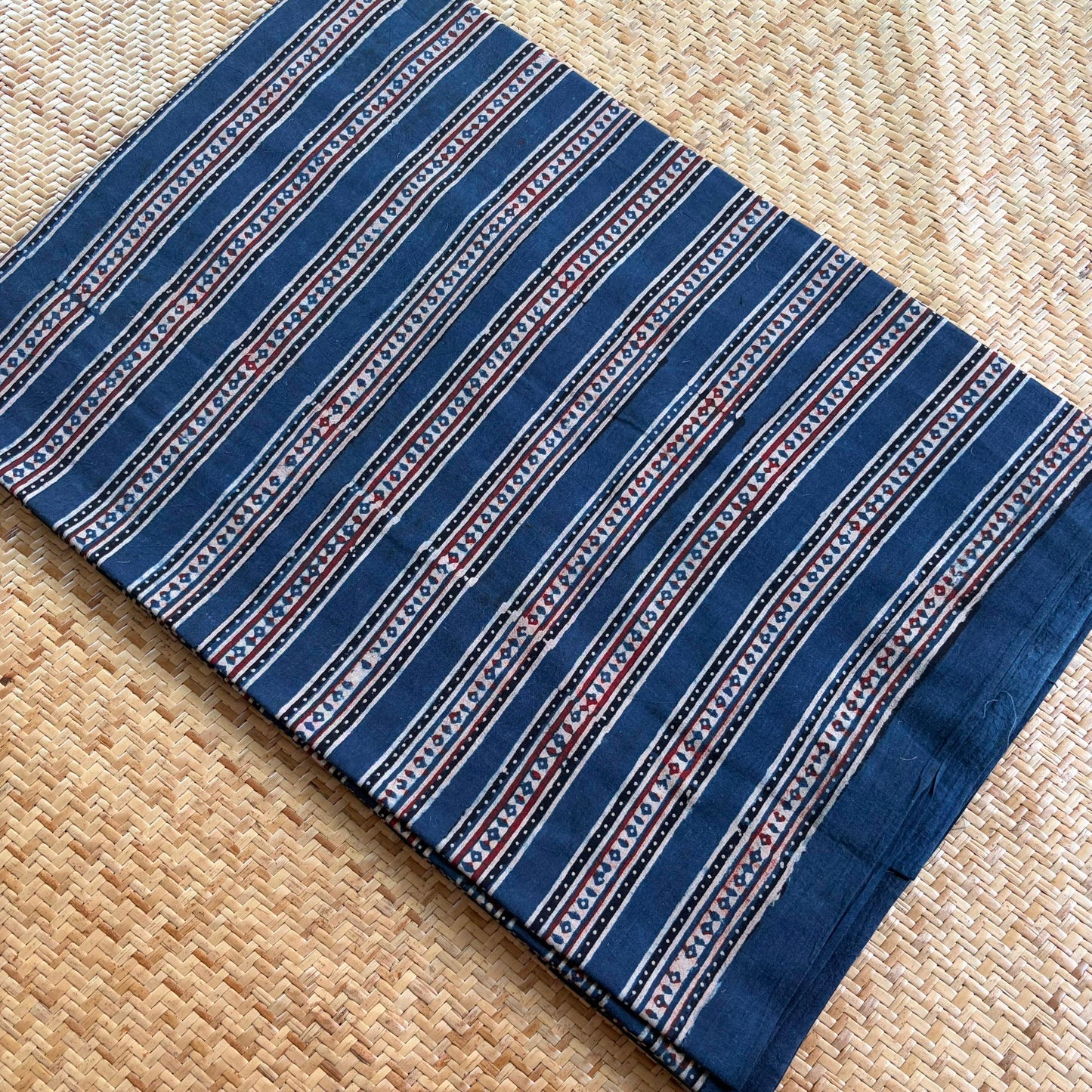 Ajrak Cotton Running Fabric, Blue