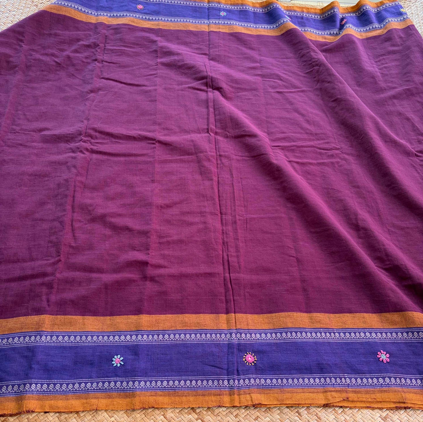 Aruppukottai Handloom Saree with multi colour thread Lambamdi embroidery
